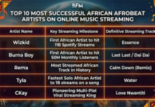 Top 10 Most Successful African Afrobeat Artists on Online Music Streaming